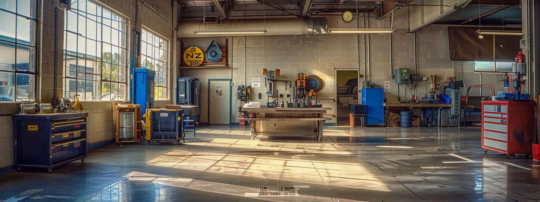 a modern, well-equipped brake repair shop in ann arbor with a spotless waiting area and state-of-the-art tools.