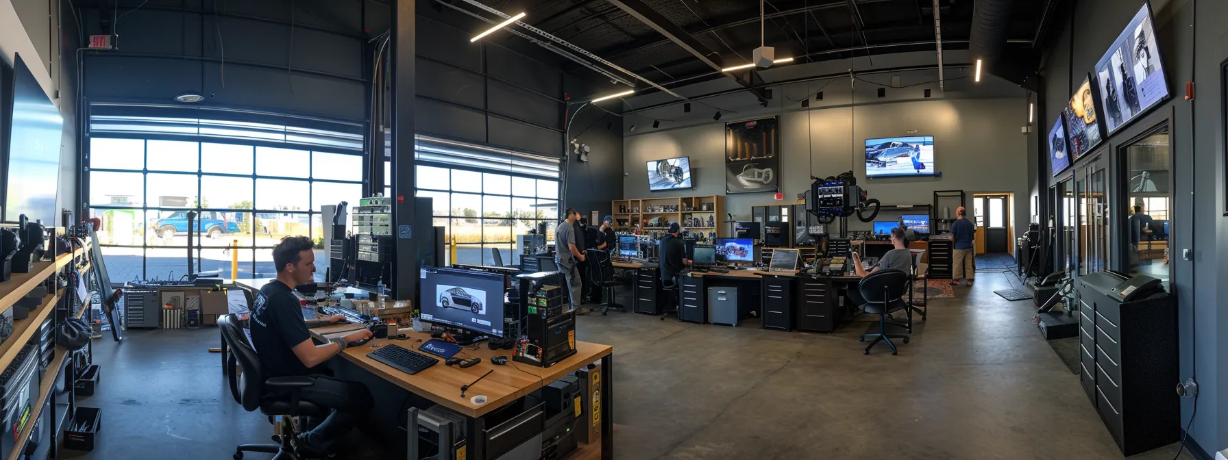 a team of certified technicians working on state-of-the-art systems to provide expert care for brakes, engine, transmission, tires, and more at a trusted automotive repair center.