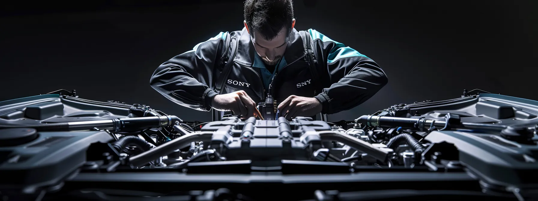 a mechanic expertly inspecting the engine of a car, surrounded by tools and diagnostic equipment, ensuring its peak performance and longevity.